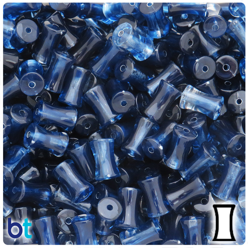 Dark Blue Transparent 12mm Bamboo Joint Plastic Beads (100pcs)