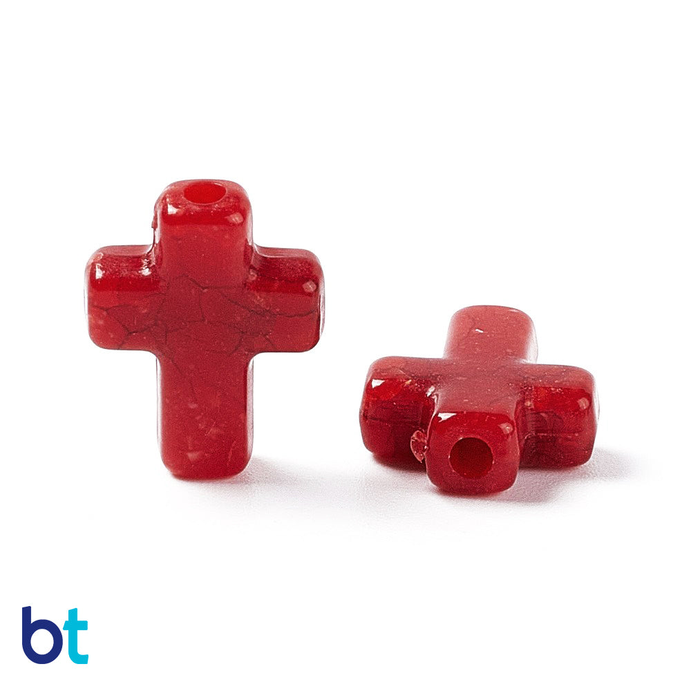 Mixed Opaque 16mm Cross Plastic Beads - Crackle Effect (110pcs)