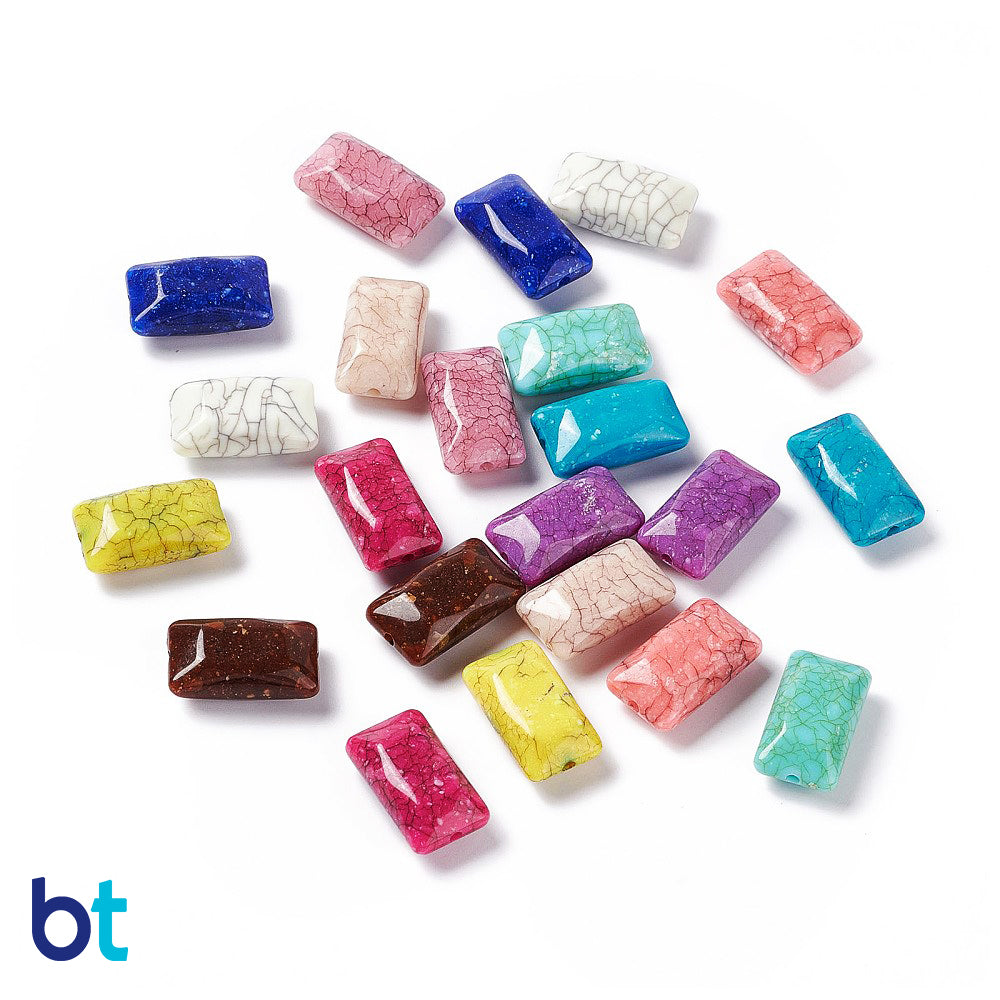 Mixed Opaque 22mm Pillow Plastic Beads - Crackle Effect (50pcs)