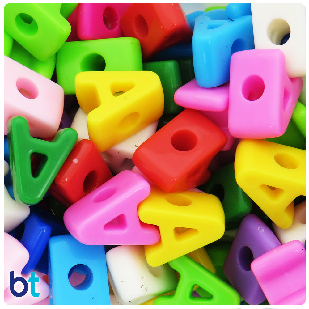Mixed Opaque Jumbo Alpha Beads - Letter A (10pcs)