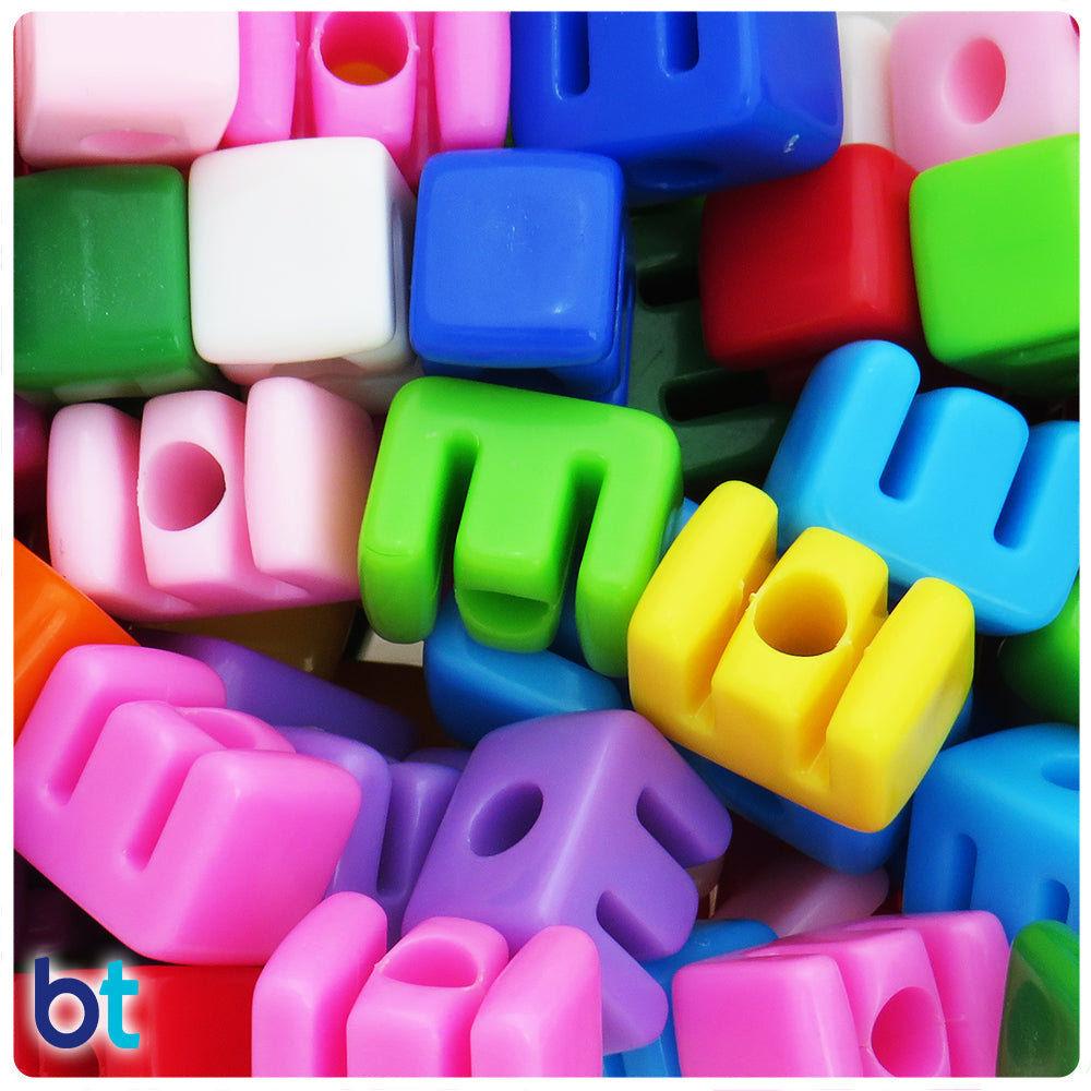 Mixed Opaque Jumbo Alpha Beads - Letter E (10pcs)