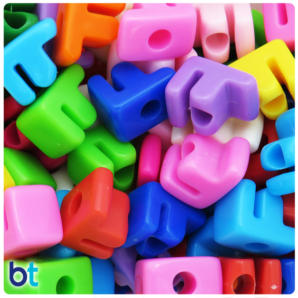 Mixed Opaque Jumbo Alpha Beads - Letter F (10pcs)