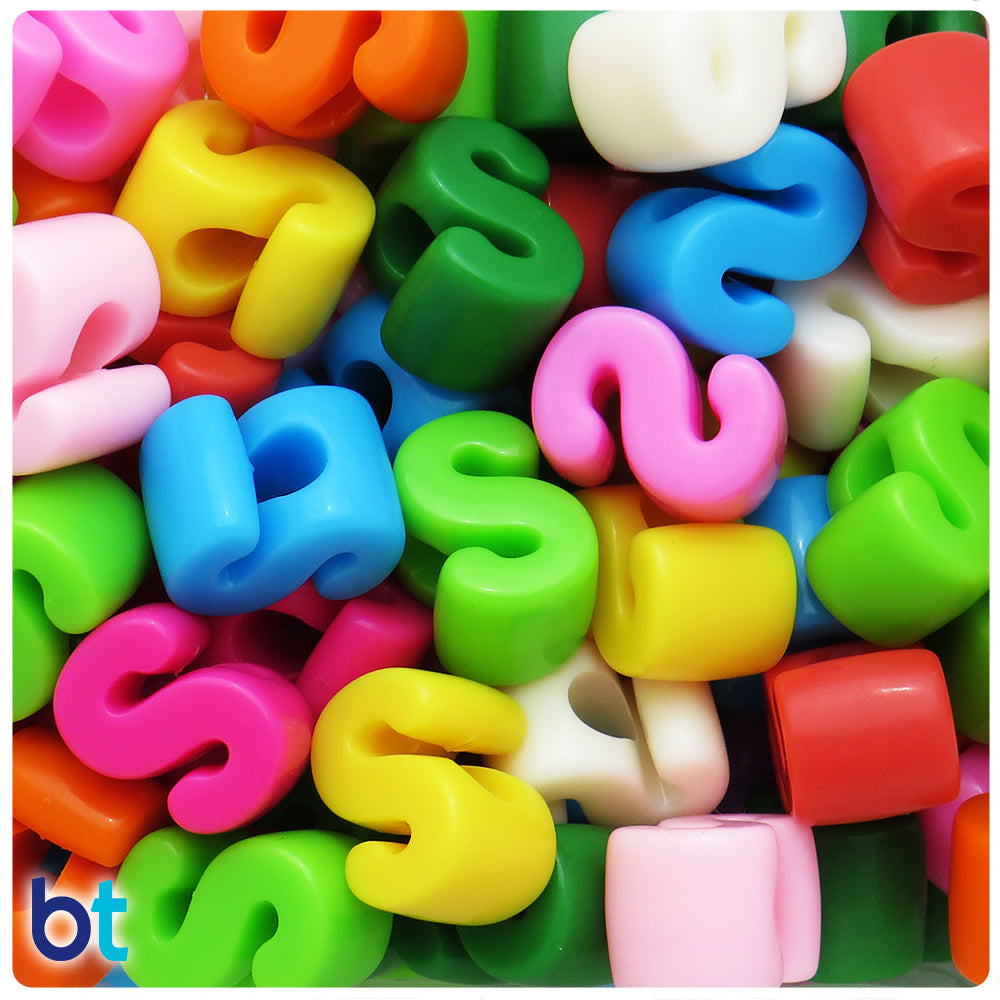 Mixed Opaque Jumbo Alpha Beads - Letter S (10pcs)