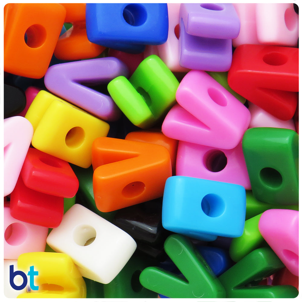 Mixed Opaque Jumbo Alpha Beads - Letter V (10pcs)