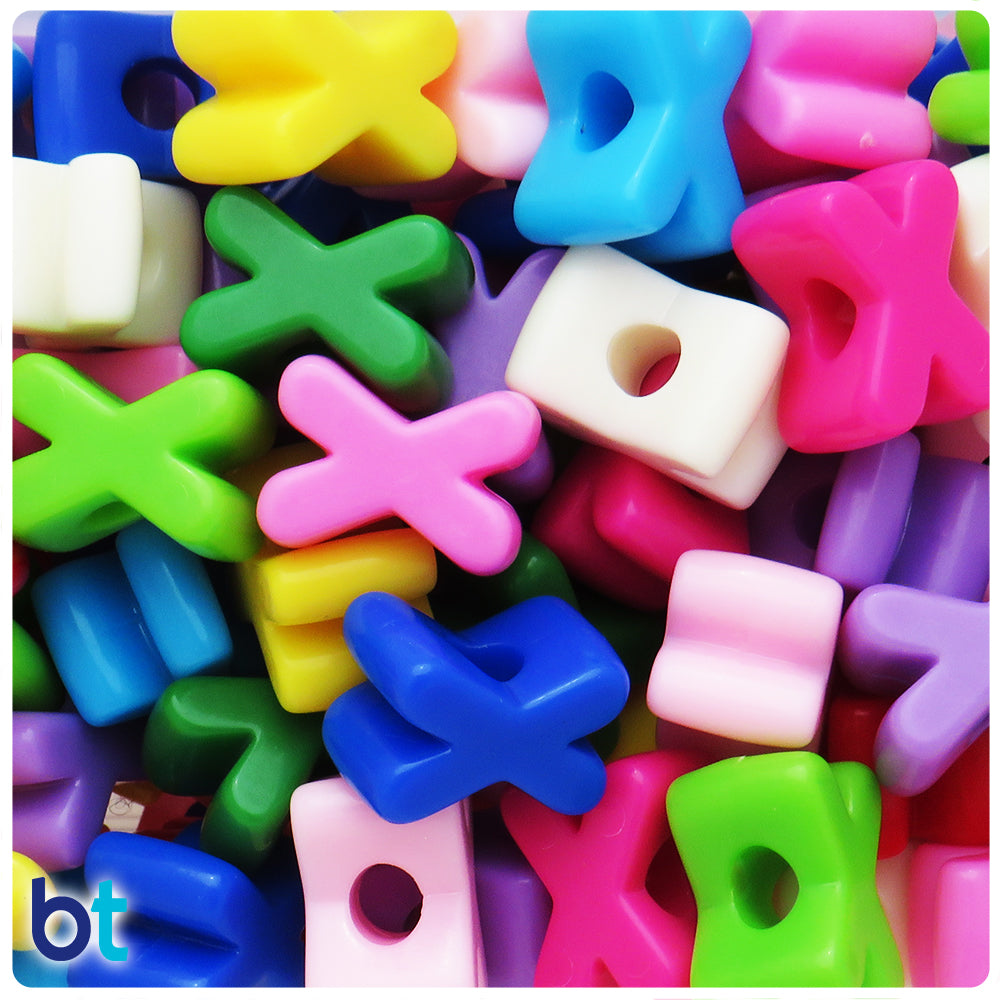 Mixed Opaque Jumbo Alpha Beads - Letter X (10pcs)