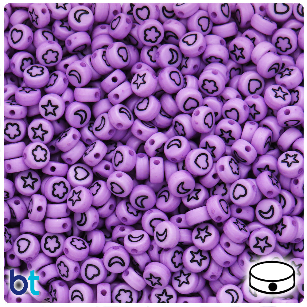 Purple Opaque 7mm Coin Alpha Beads - Black Celestial (250pcs)