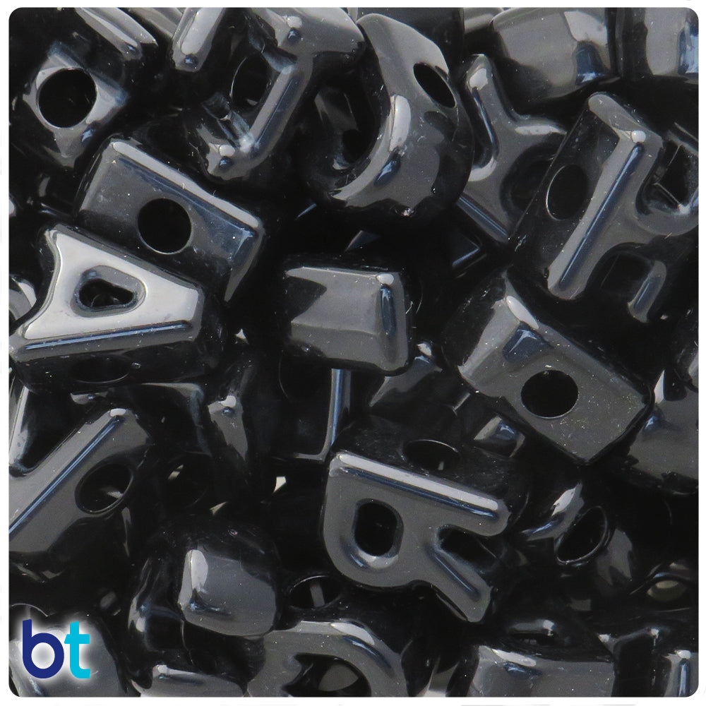 Black Opaque Jumbo Alpha Beads - Mixed Letters (1lb)