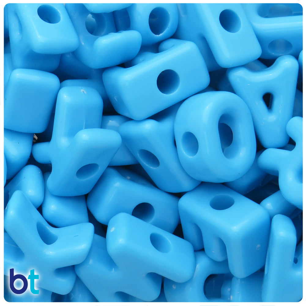 Blue Opaque Jumbo Alpha Beads - Mixed Letters (1lb)