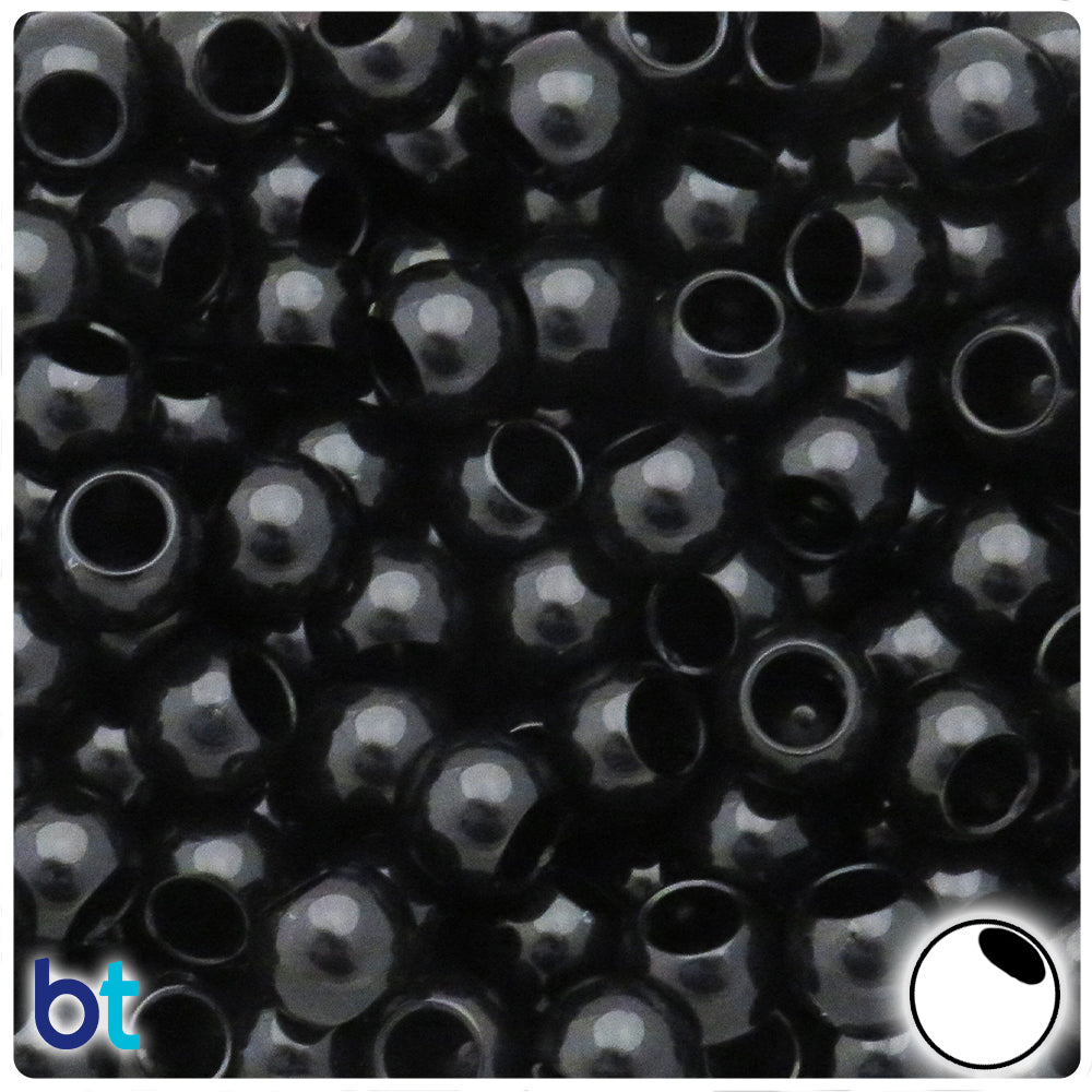 Black Opaque 12mm Round Plastic Beads (100pcs)