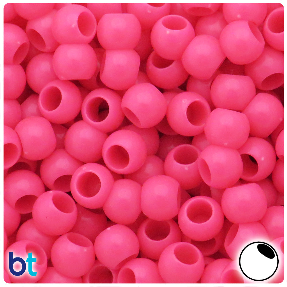 Dark Pink Opaque 12mm Round Plastic Beads (100pcs)