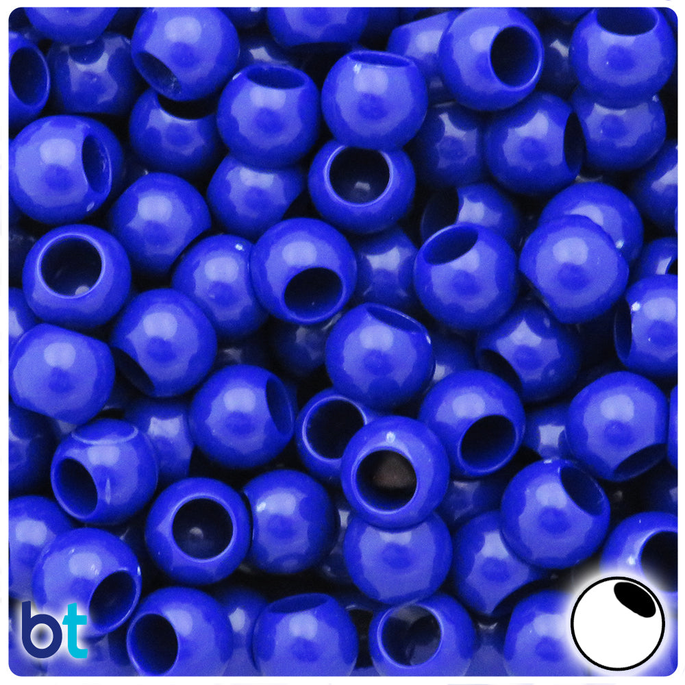 Dark Blue Opaque 12mm Round Plastic Beads (100pcs)