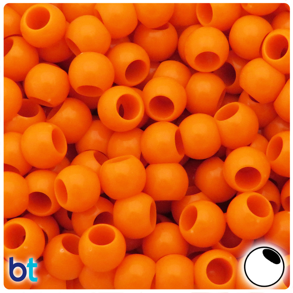 Orange Opaque 12mm Round Plastic Beads (100pcs)