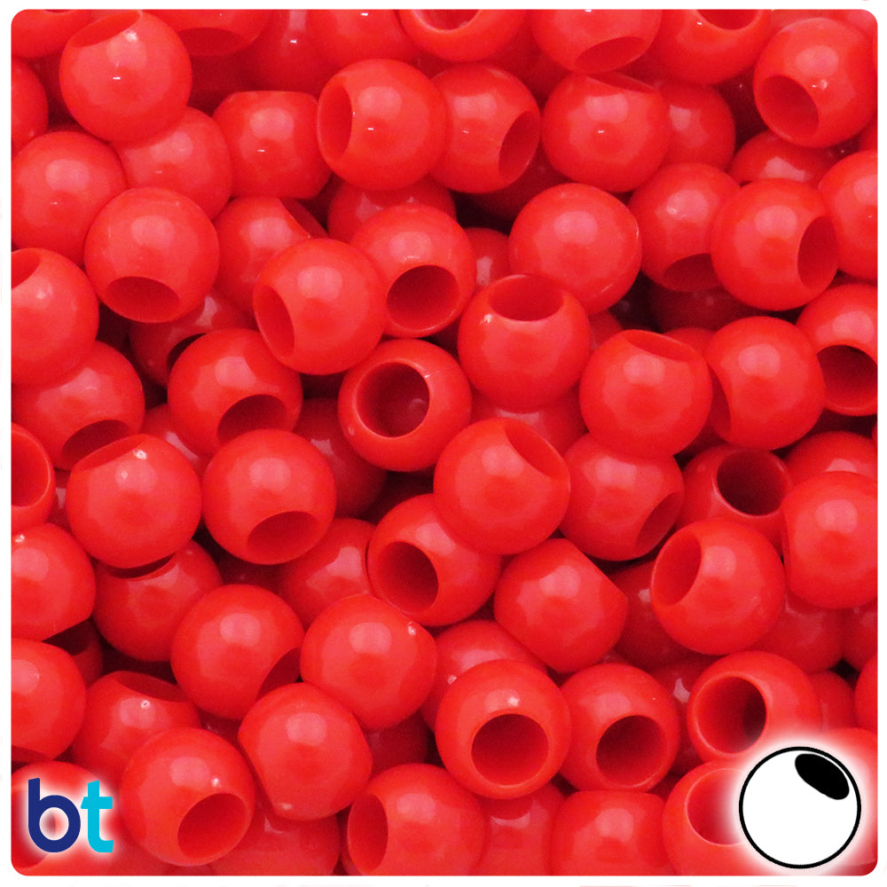 Red Opaque 12mm Round Plastic Beads (100pcs)