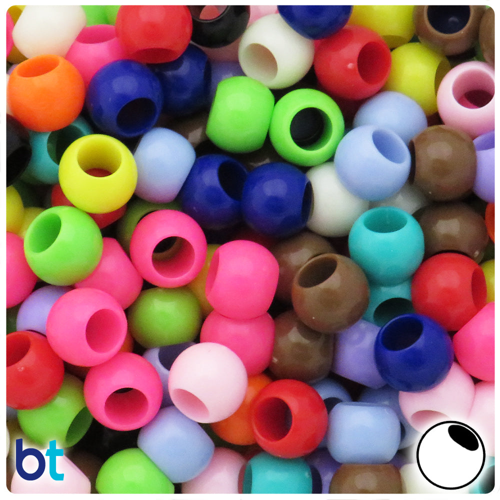Mixed Opaque 12mm Round Plastic Beads (100pcs)