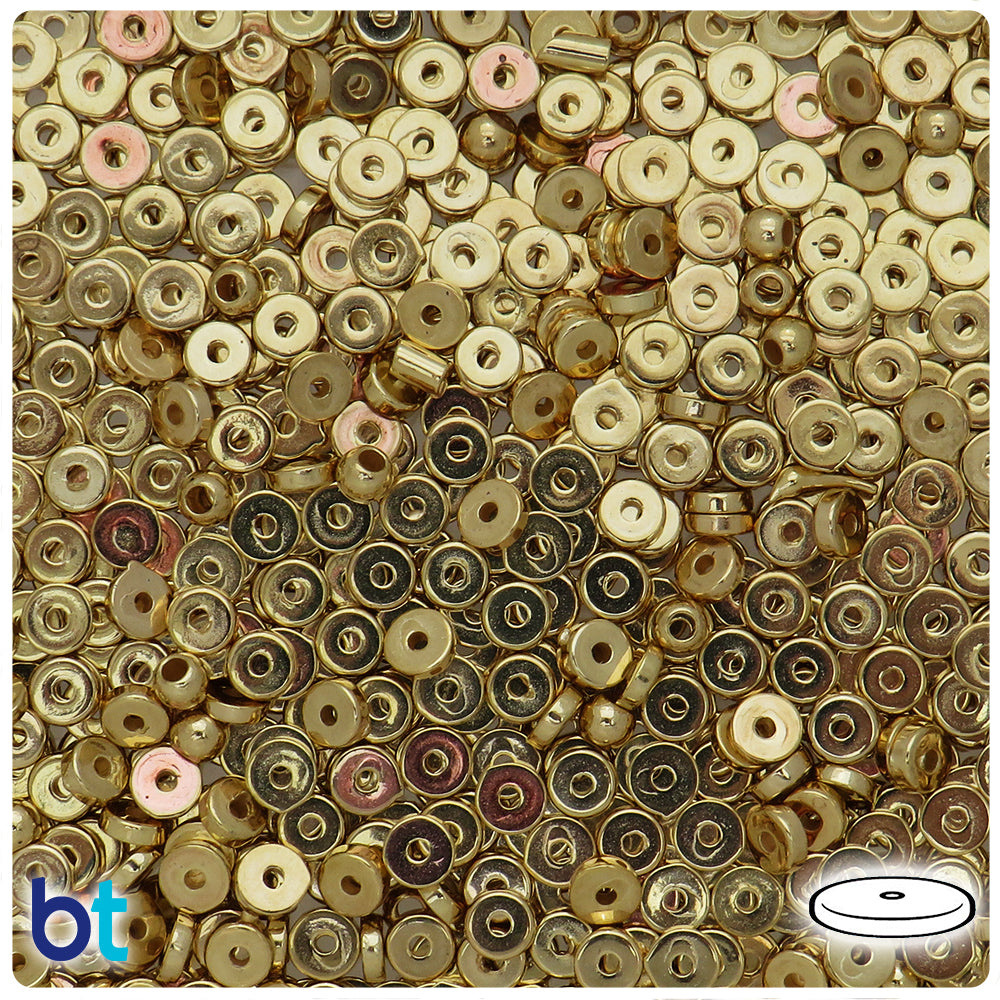 Gold Metallic 5mm Disc Plastic Spacer Beads (400pcs)