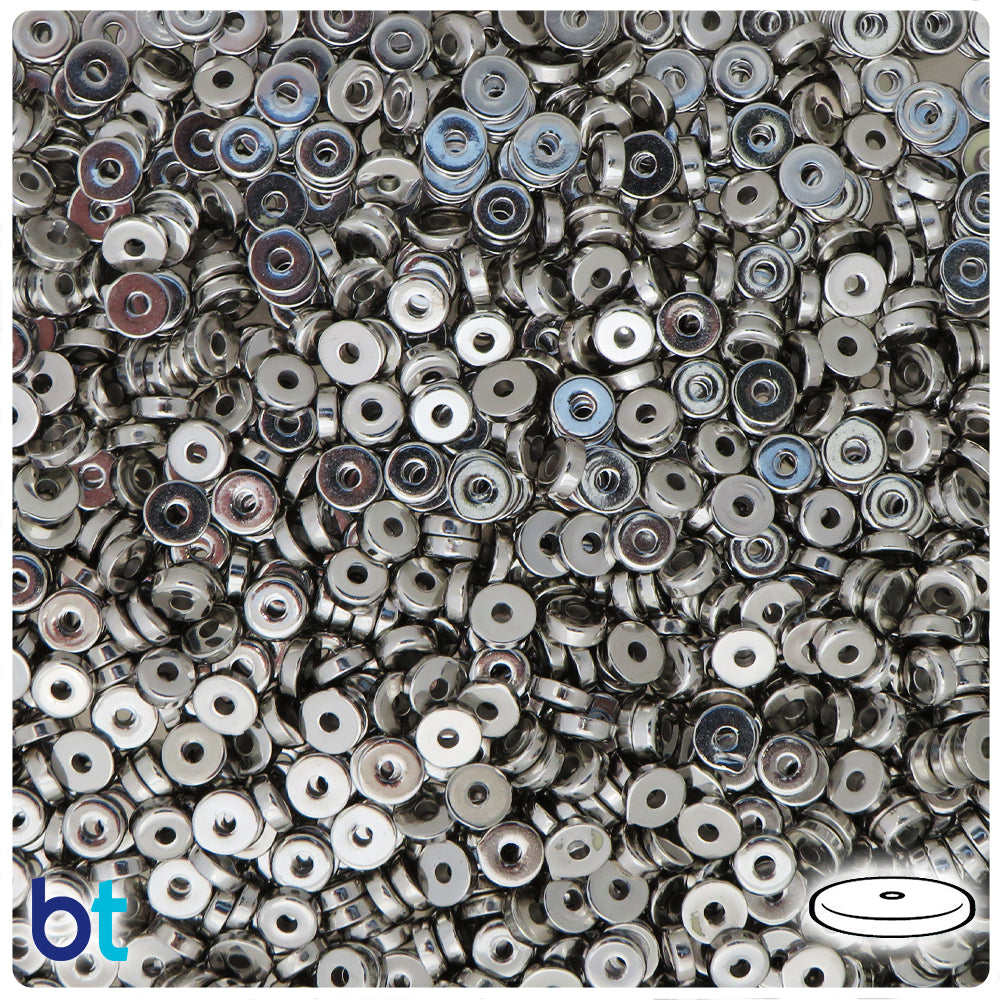 Silver Metallic 5mm Disc Plastic Spacer Beads (400pcs)