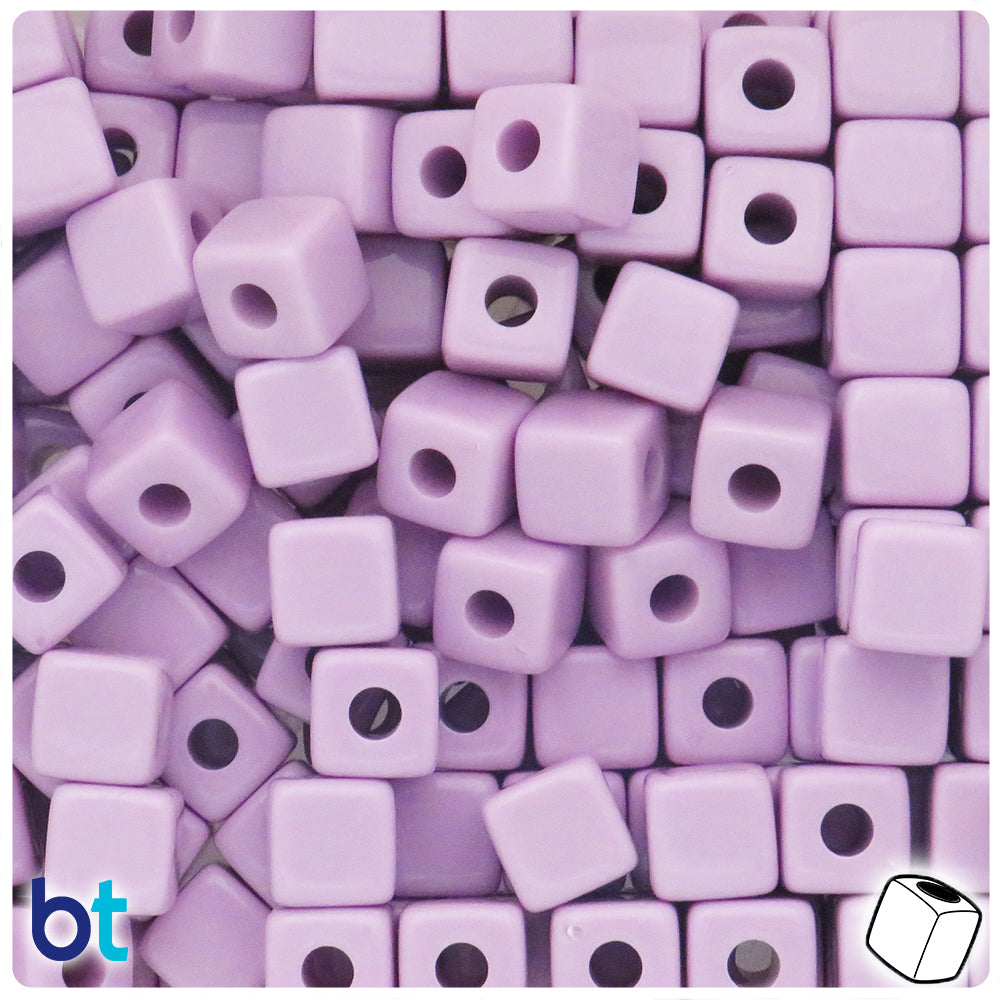 Purple Opaque 10mm Cube Plastic Beads (24pcs)