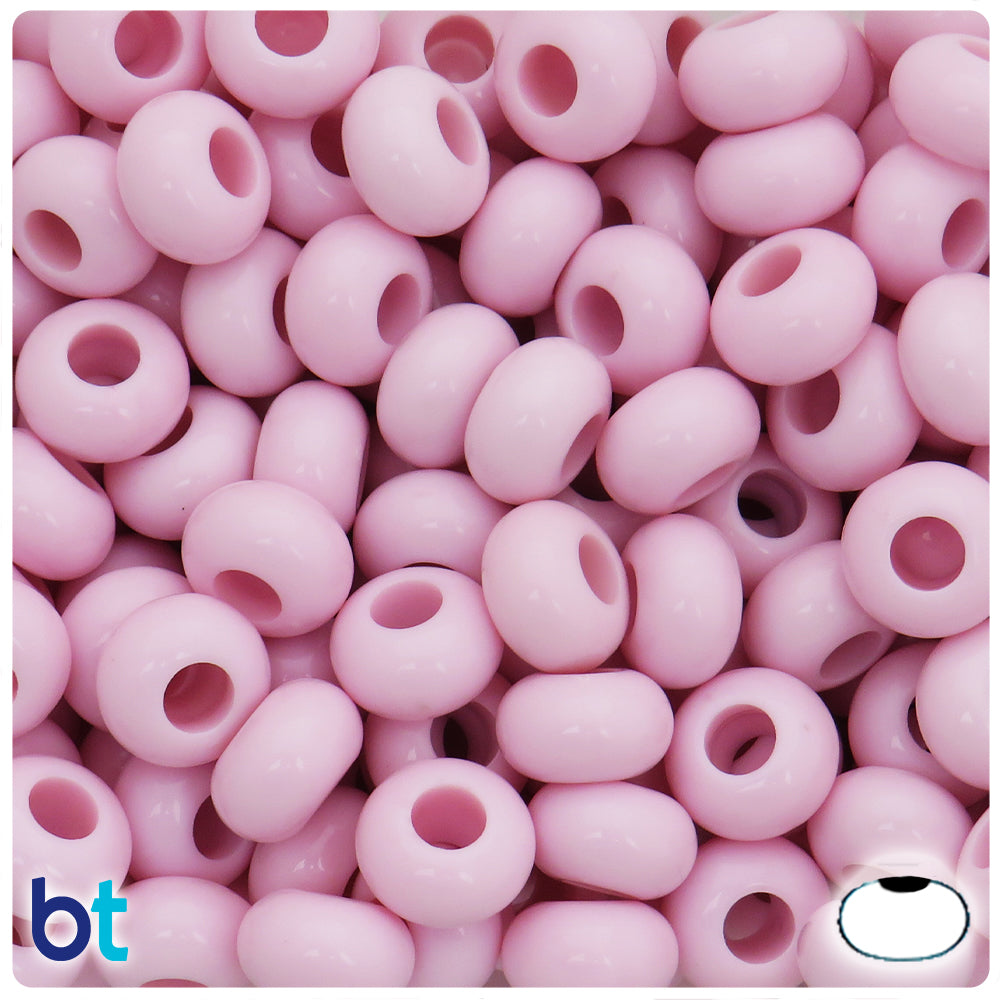 Light Pink Opaque 14mm Rondelle Plastic Beads (75pcs)