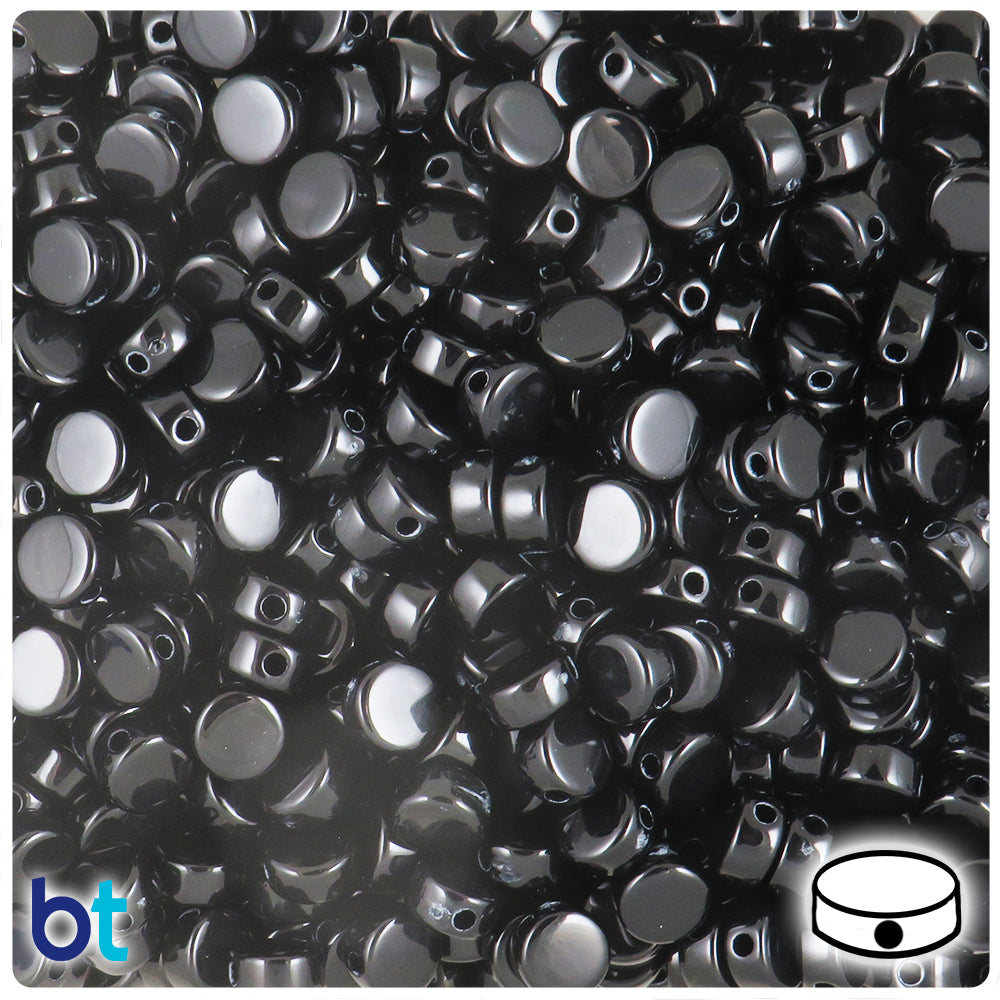 Black Opaque 8mm Flat Round Plastic Beads (250pcs)