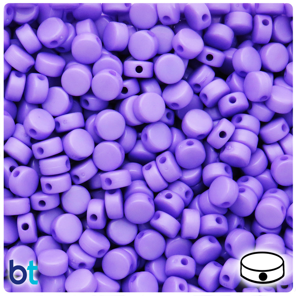 Purple Opaque 8mm Flat Round Plastic Beads (250pcs)