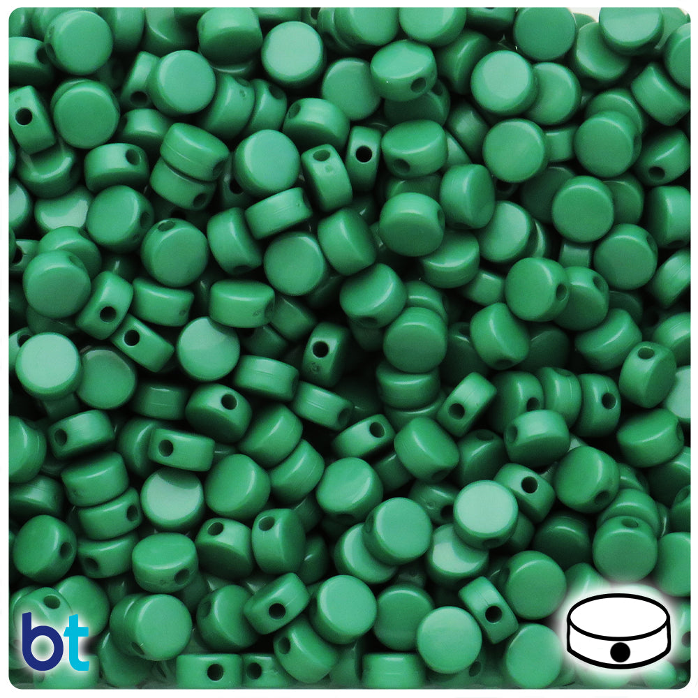 Green Opaque 8mm Flat Round Plastic Beads (250pcs)