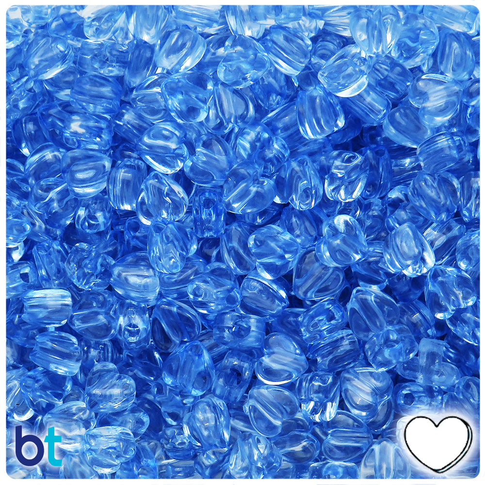 Light Blue Transparent 8mm Heart Plastic Beads (250pcs)