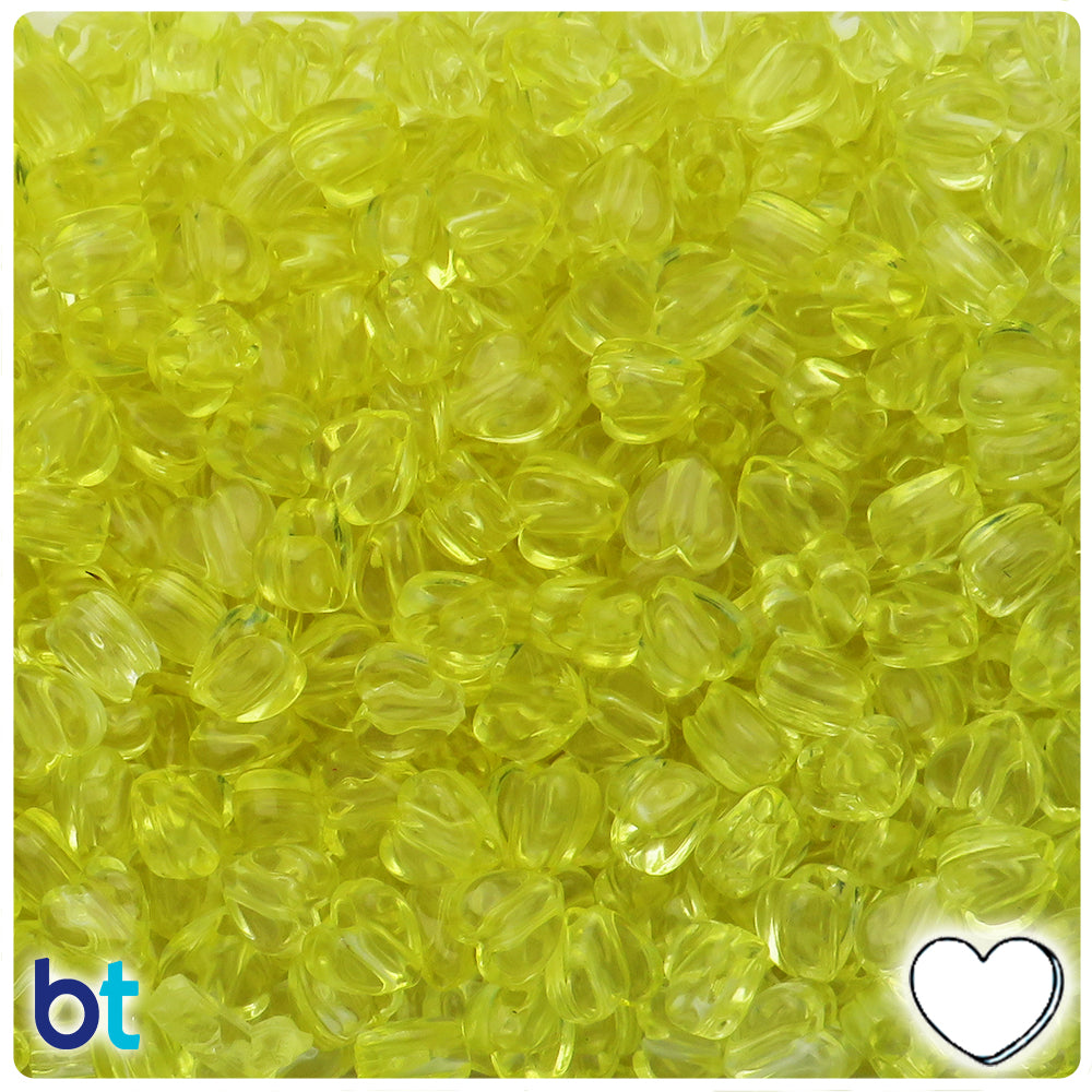 Yellow Transparent 8mm Heart Plastic Beads (250pcs)