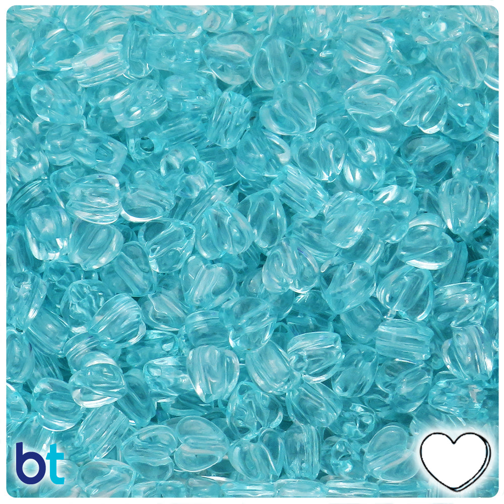 Light Turquoise Transparent 8mm Heart Plastic Beads (250pcs)