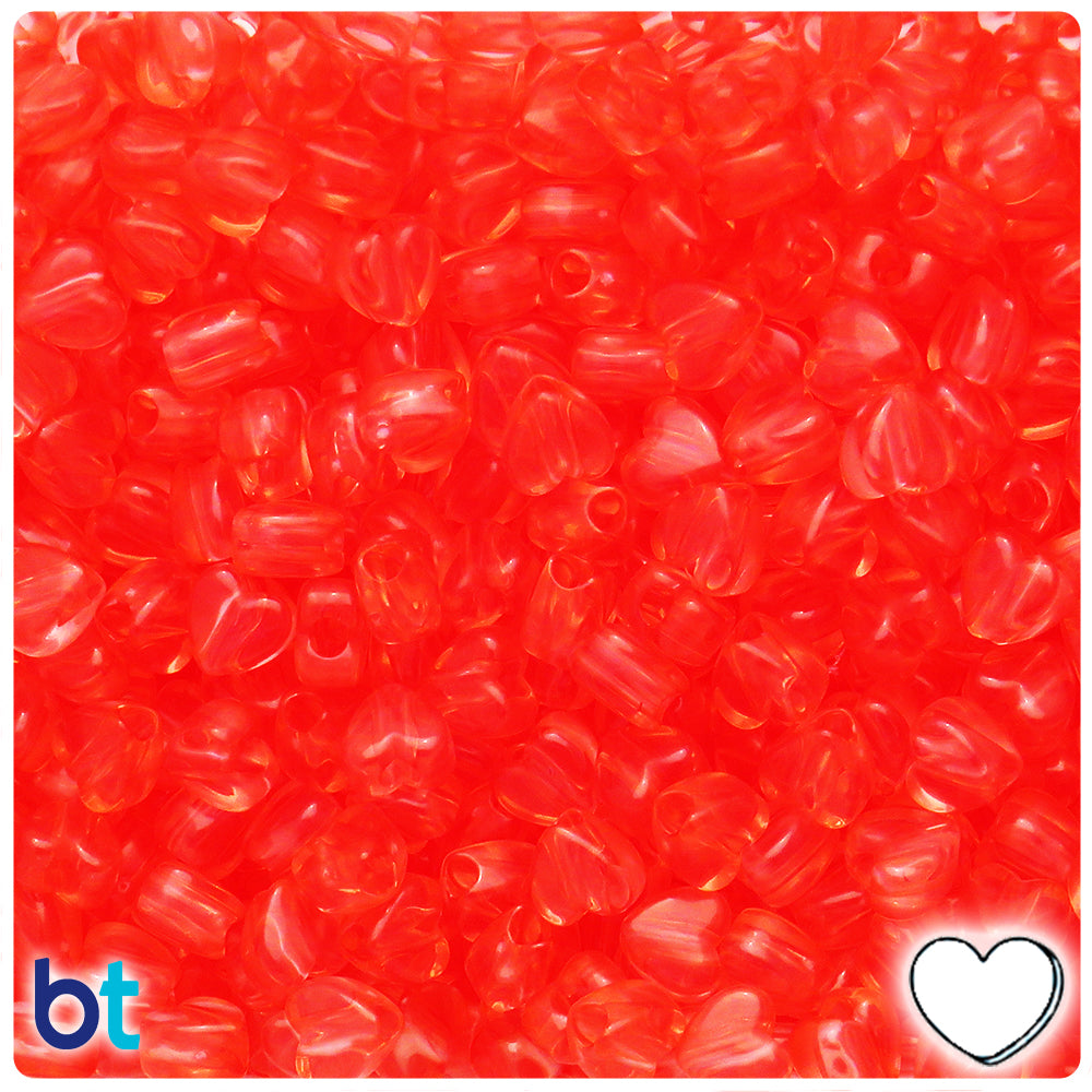 Orange Transparent 8mm Heart Plastic Beads (250pcs)