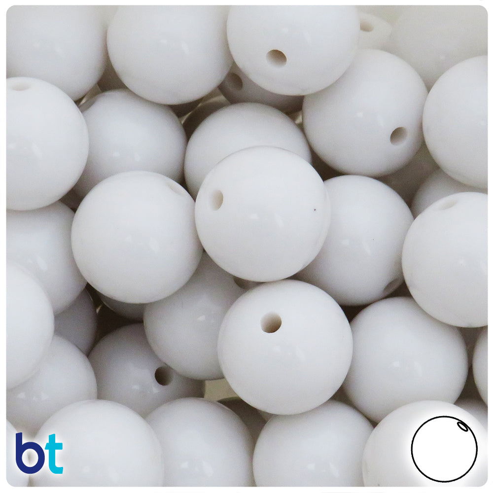 White Opaque 20mm Round Plastic Beads (10pcs)