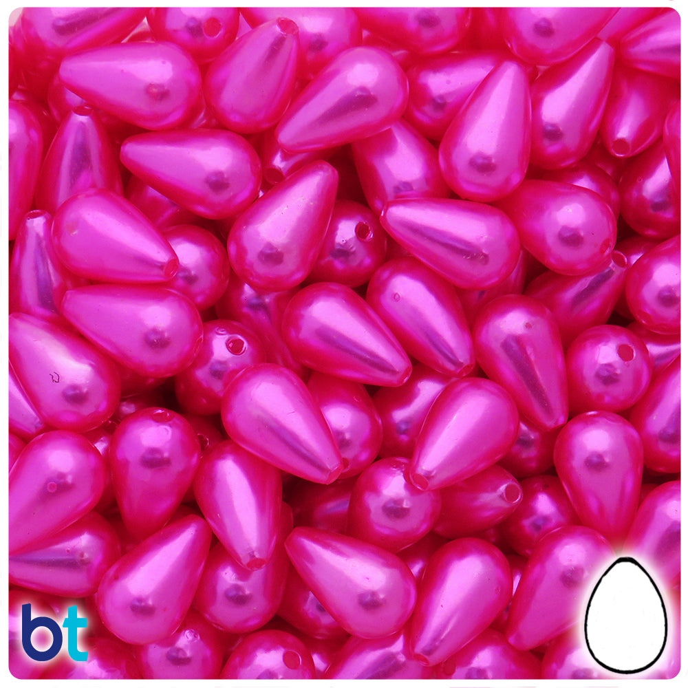Dark Pink Pearl 16mm Pear Plastic Beads (75pcs)