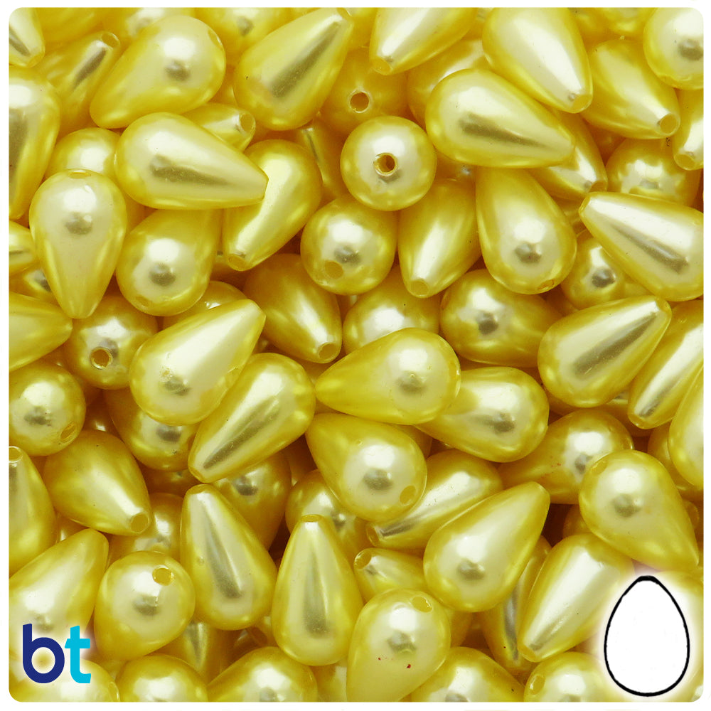 Yellow Pearl 16mm Pear Plastic Beads (75pcs)