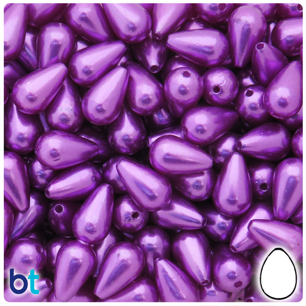 Dark Purple Pearl 16mm Pear Plastic Beads (75pcs)