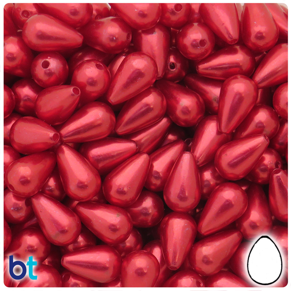 Dark Red Pearl 16mm Pear Plastic Beads (75pcs)