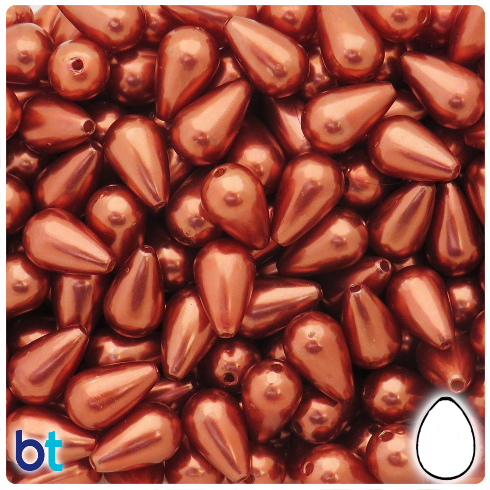 Bronze Pearl 16mm Pear Plastic Beads (75pcs)