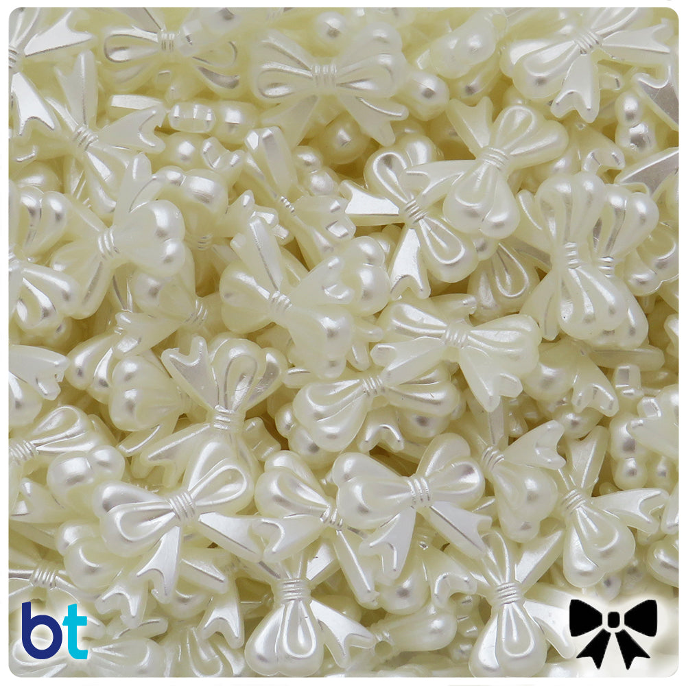 Ivory Pearl 18mm Bowtie Plastic Beads (75pcs)