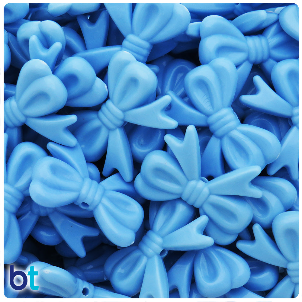 Blue Opaque 29mm Bowtie Plastic Beads (30pcs)