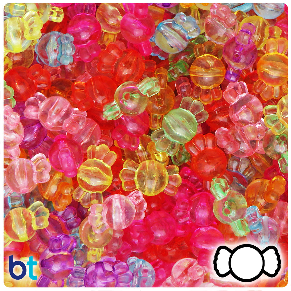 Mixed Transparent 16mm Candy Plastic Beads (75pcs)