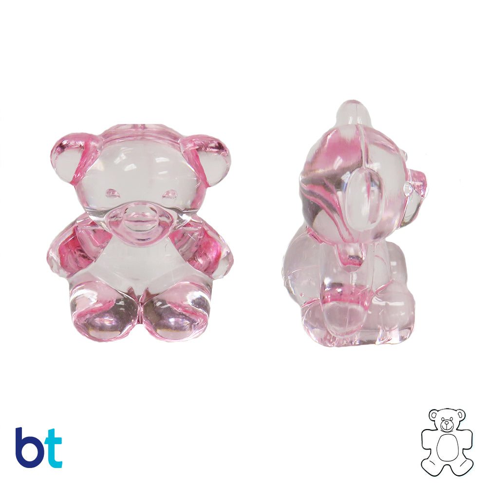 Light Pink Transparent 18mm Teddy Bear Plastic Beads (30pcs)