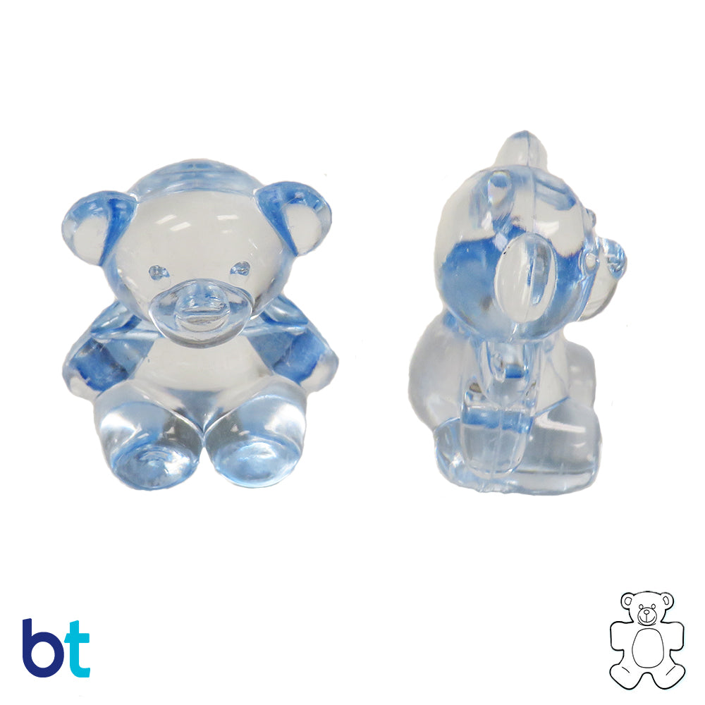 Light Blue Transparent 18mm Teddy Bear Plastic Beads (30pcs)