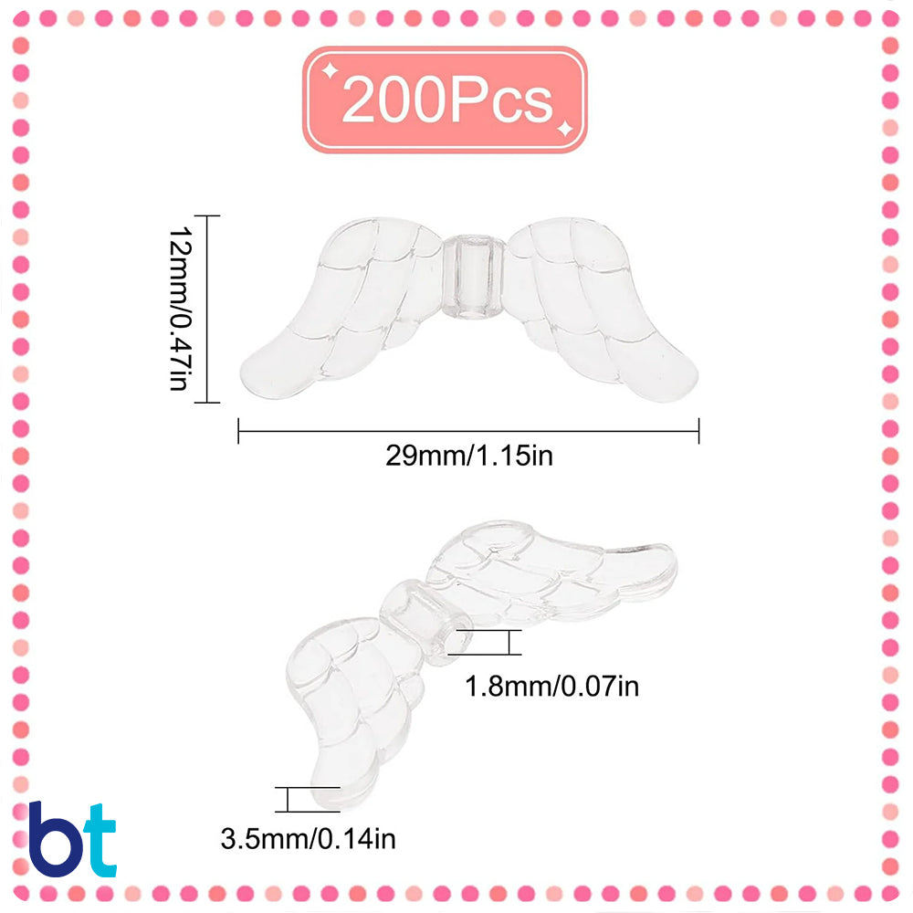 Clear Transparent 29mm Wing Plastic Beads (200pcs)