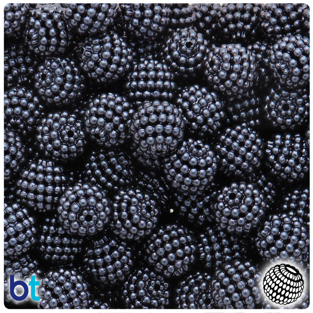 Black Pearl 12mm Berry Plastic Beads (75pcs)