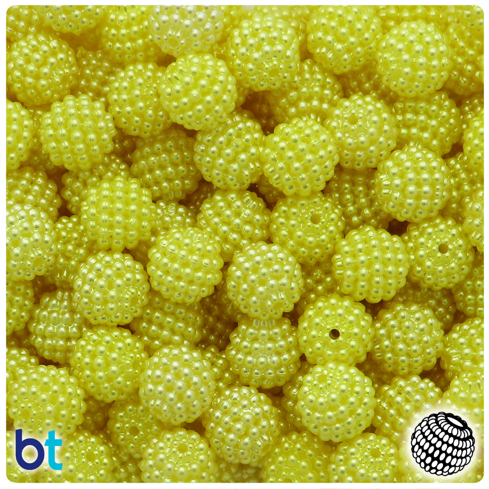Yellow Pearl 12mm Berry Plastic Beads (75pcs)