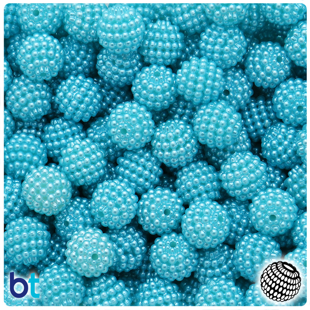 Light Blue Pearl 12mm Berry Plastic Beads (75pcs)