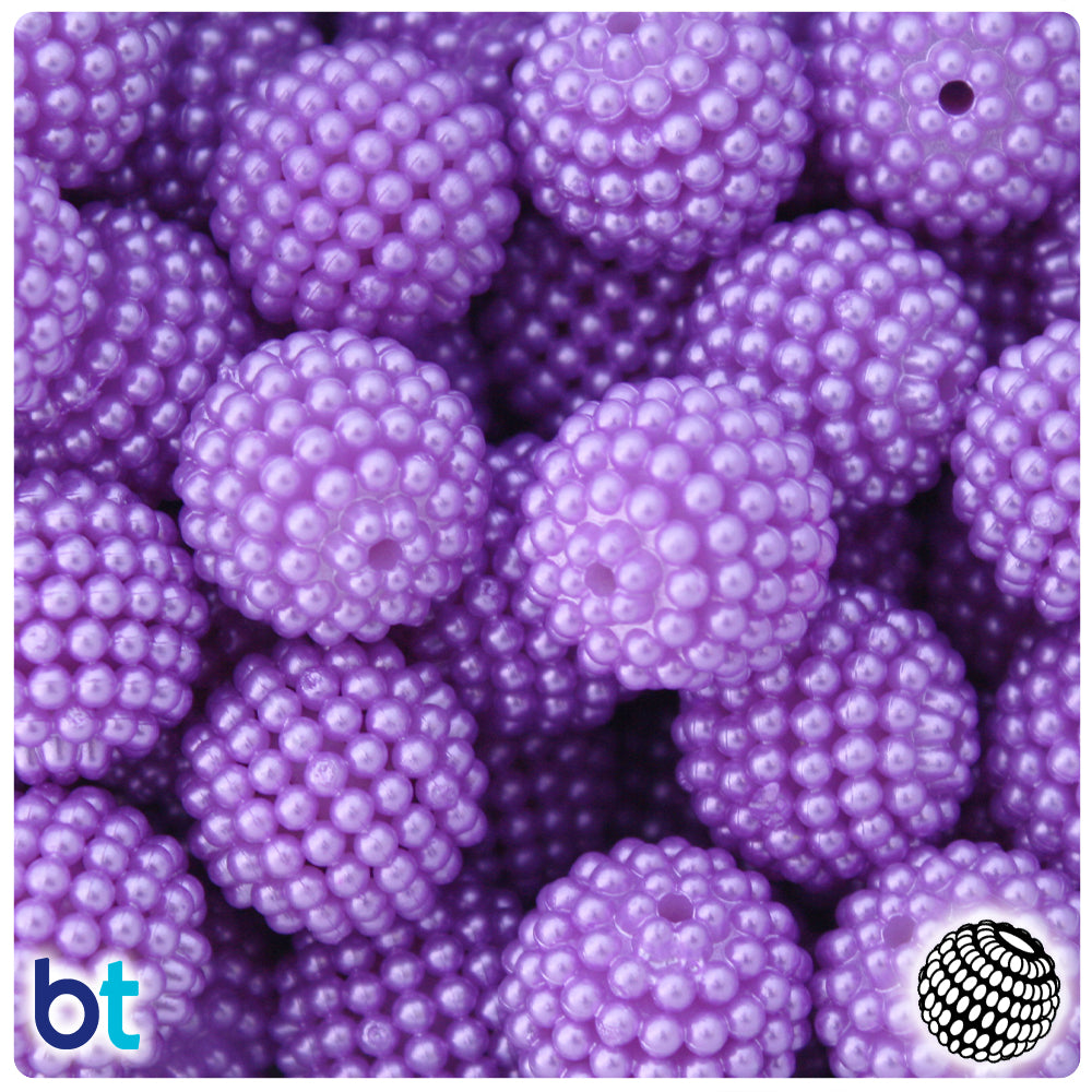 Light Purple Pearl 20mm Berry Plastic Beads (10pcs)