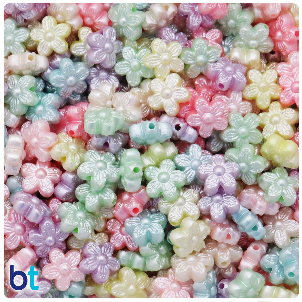 Mixed Pastel Pearl 10mm Decorative Flower Plastic Beads (190pcs)