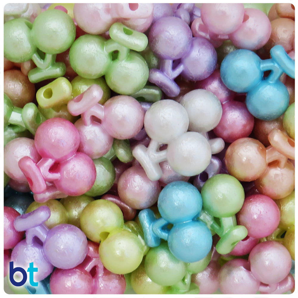Mixed Pastel Pearl 22mm Cherry Plastic Beads (25pcs)
