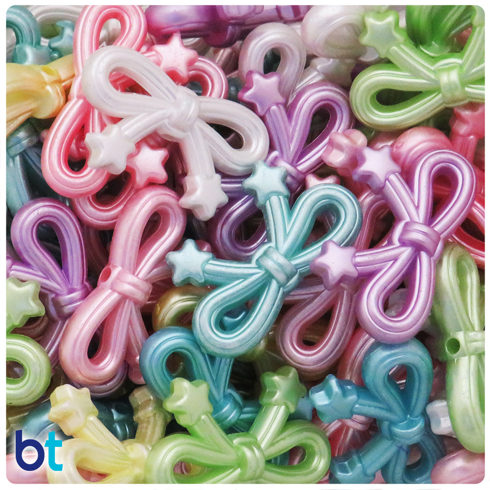 Mixed Pastel Pearl 33mm Knot Plastic Beads (25pcs)