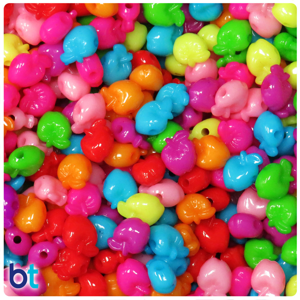 Mixed Opaque 11mm Apple Plastic Beads (150pcs)