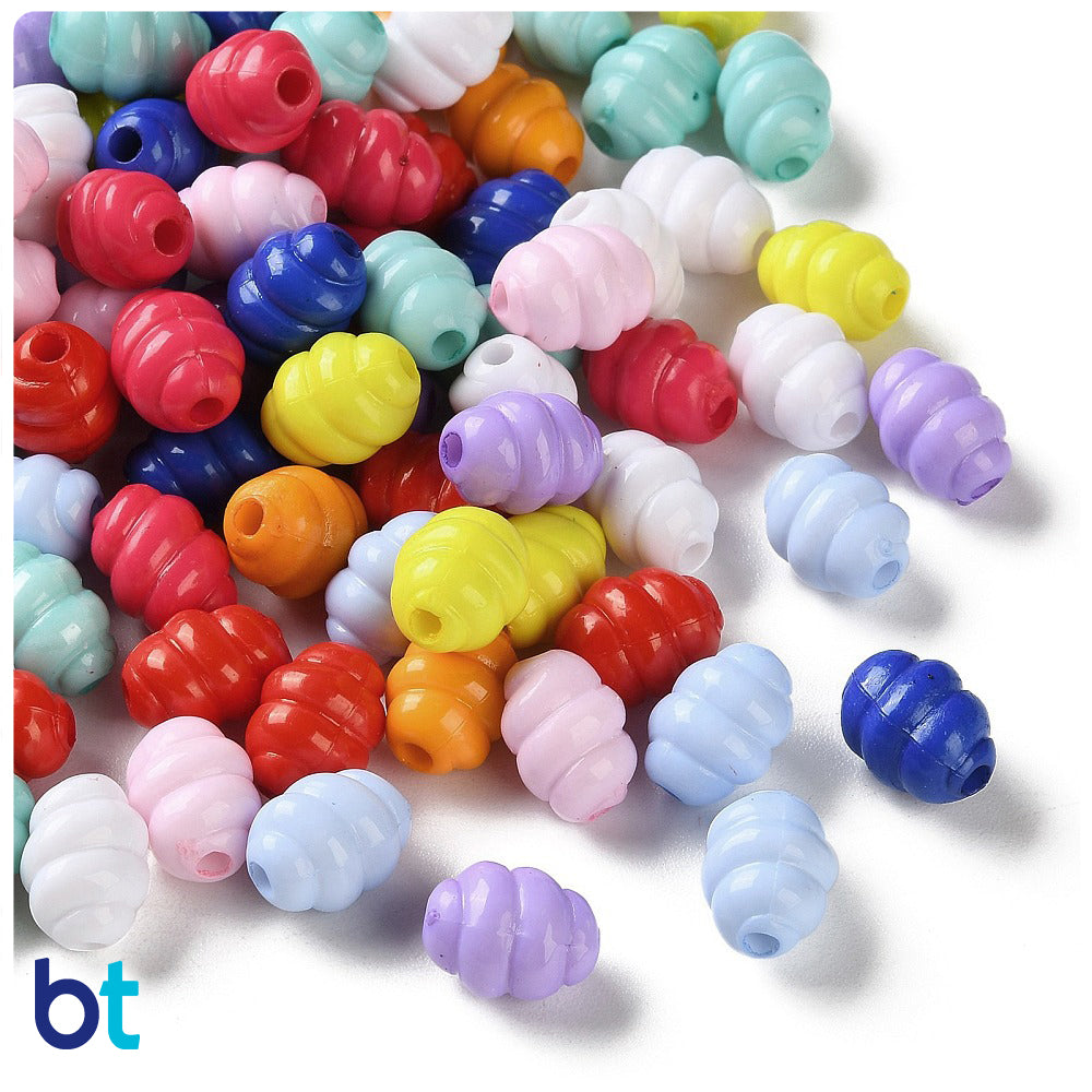 Mixed Opaque 11mm Twisted Oval Plastic Beads (150pcs)